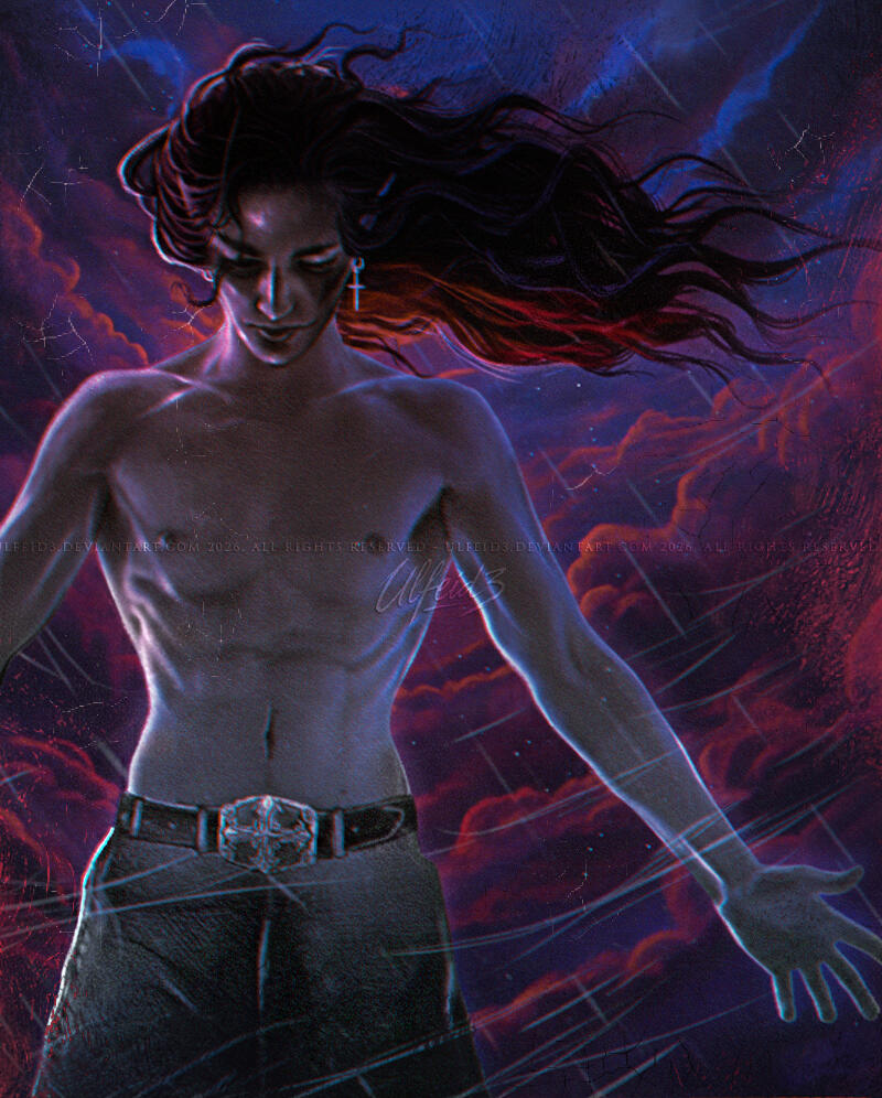 SIMPLE RENDER HALFBODY - Dark gothic male elf character by Ulfeid3