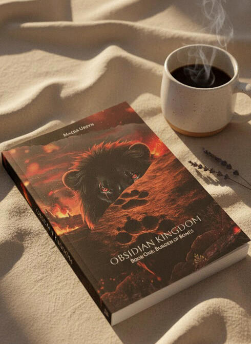 Official cover art for "Obsidian Kingdom - Book One: Burden of bones", by Maera Ursin.