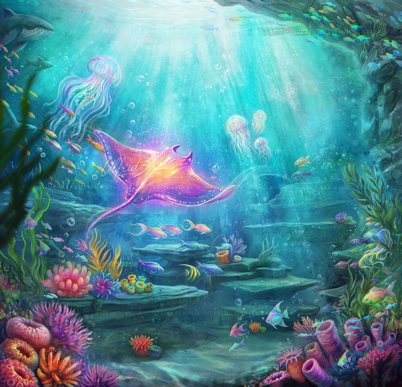 Underwater coral reef colorful digital painting by Ulfeid3 Underwater coral reef colorful digital painting by Ulfeid3