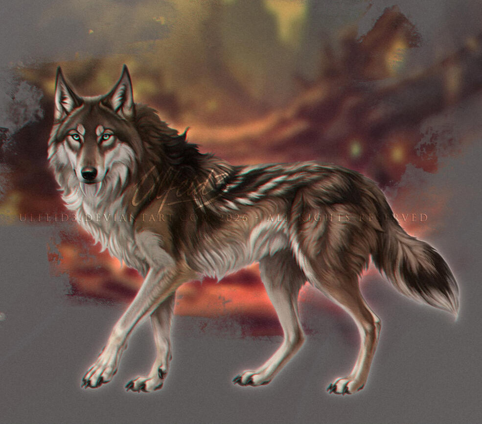 FULL RENDER - FULLBODY WOLF FERAL ART by Ulfeid3