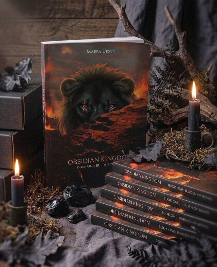 Official cover art for "Obsidian Kingdom - Book One: Burden of bones", by Maera Ursyn.