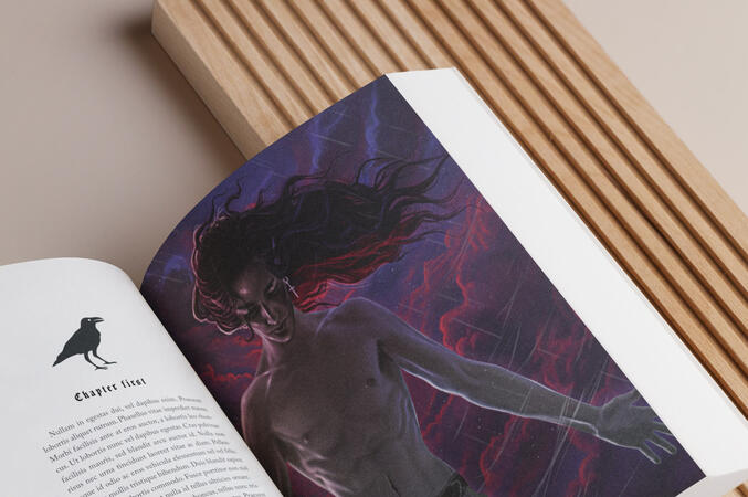 Character art, single page interior design example