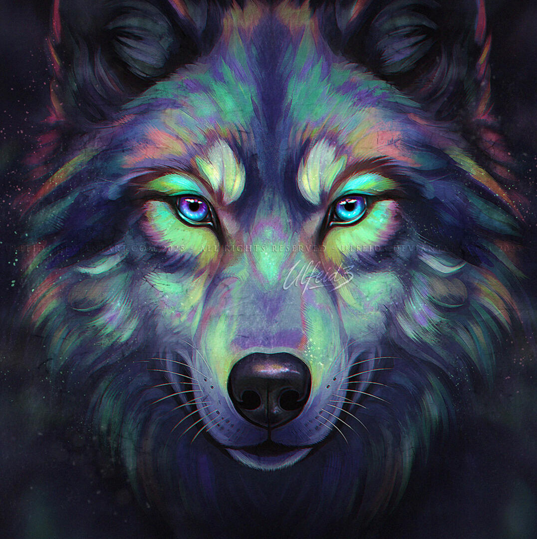 FULL RENDER ANIMAL PORTRAIT - Prismatic wolf by Ulfeid3 FULL RENDER ANIMAL PORTRAIT - Prismatic wolf by Ulfeid3