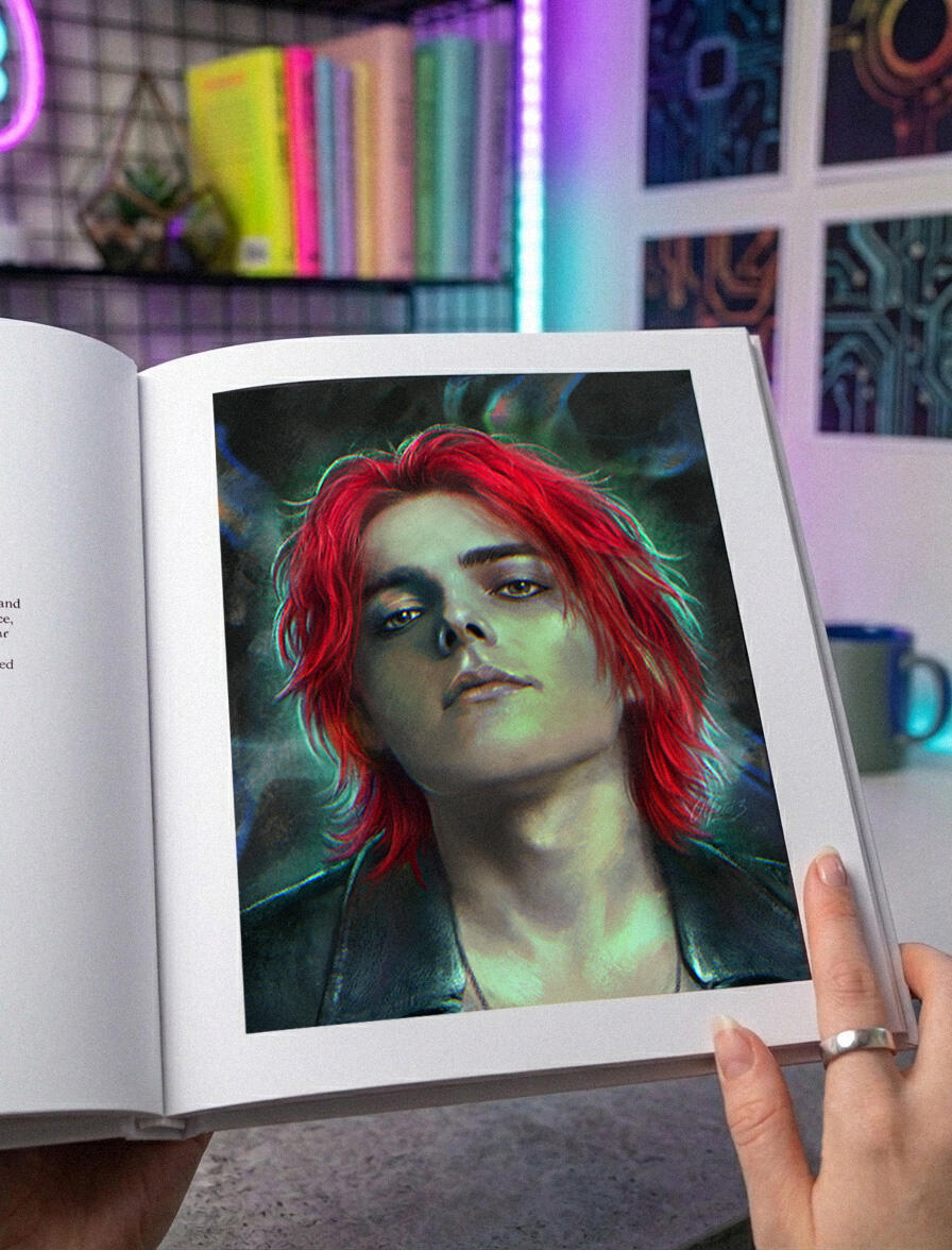 Book art - Internal character art example Bookish art - Fantasy digital elf character single spread by Ulfeid3